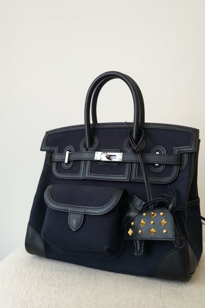 The Coveted Hermès Birkin 25 Cargo in Blue Marine & Black