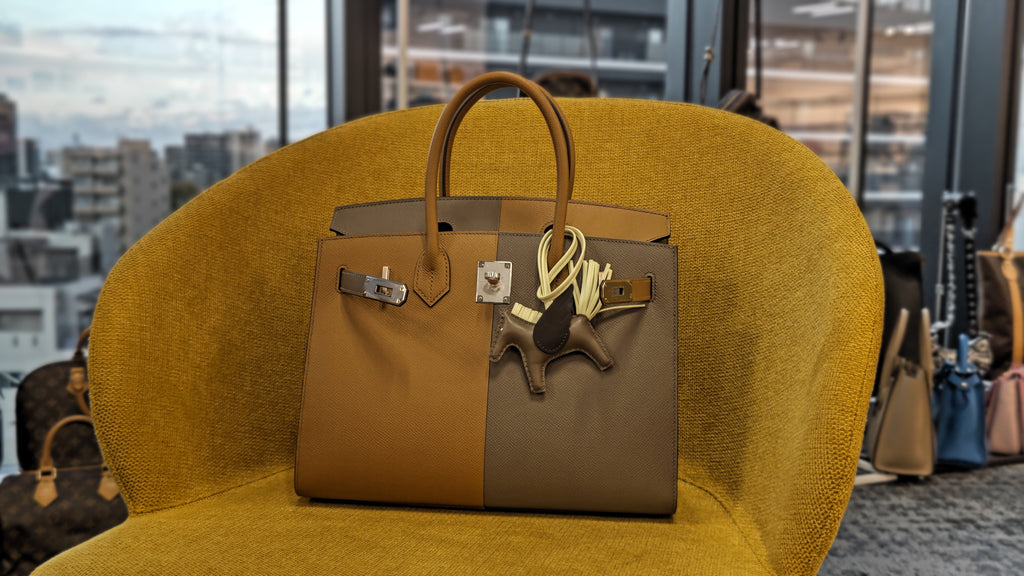 HERMES BIRKIN SELLIER CASAQUE 30 ETOUPE SESAME BLUE INDIGO EPSOM HAND BAG 2021 Z STAMP PALLADIUM HARDWARE