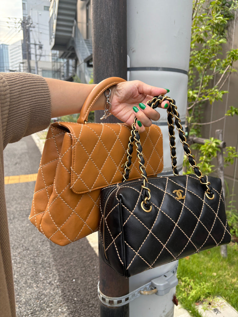 Chanel Vintage Wild Stitch Brown Leather Hand Bag & Black Shoulder Bag Review