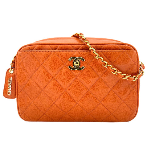 CHANEL VINTAGE CAVIAR SHOLDER BAG ORANGE 90198602
