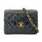 CHANEL VINTAGE MINI SQUARE 17 CHAIN SHOULDER BAG BLACK LAMB SKIN 90216515