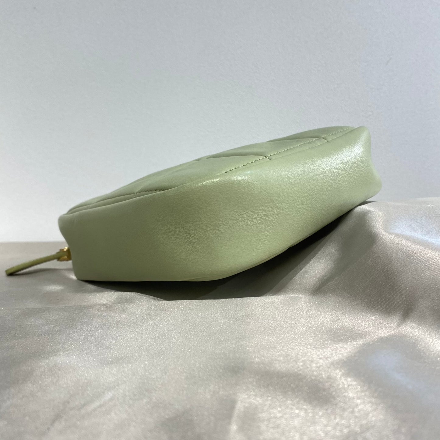 CHANEL RHOMBUS CHAIN SHOULDER BAG GREEN LAMB SKIN 90213930