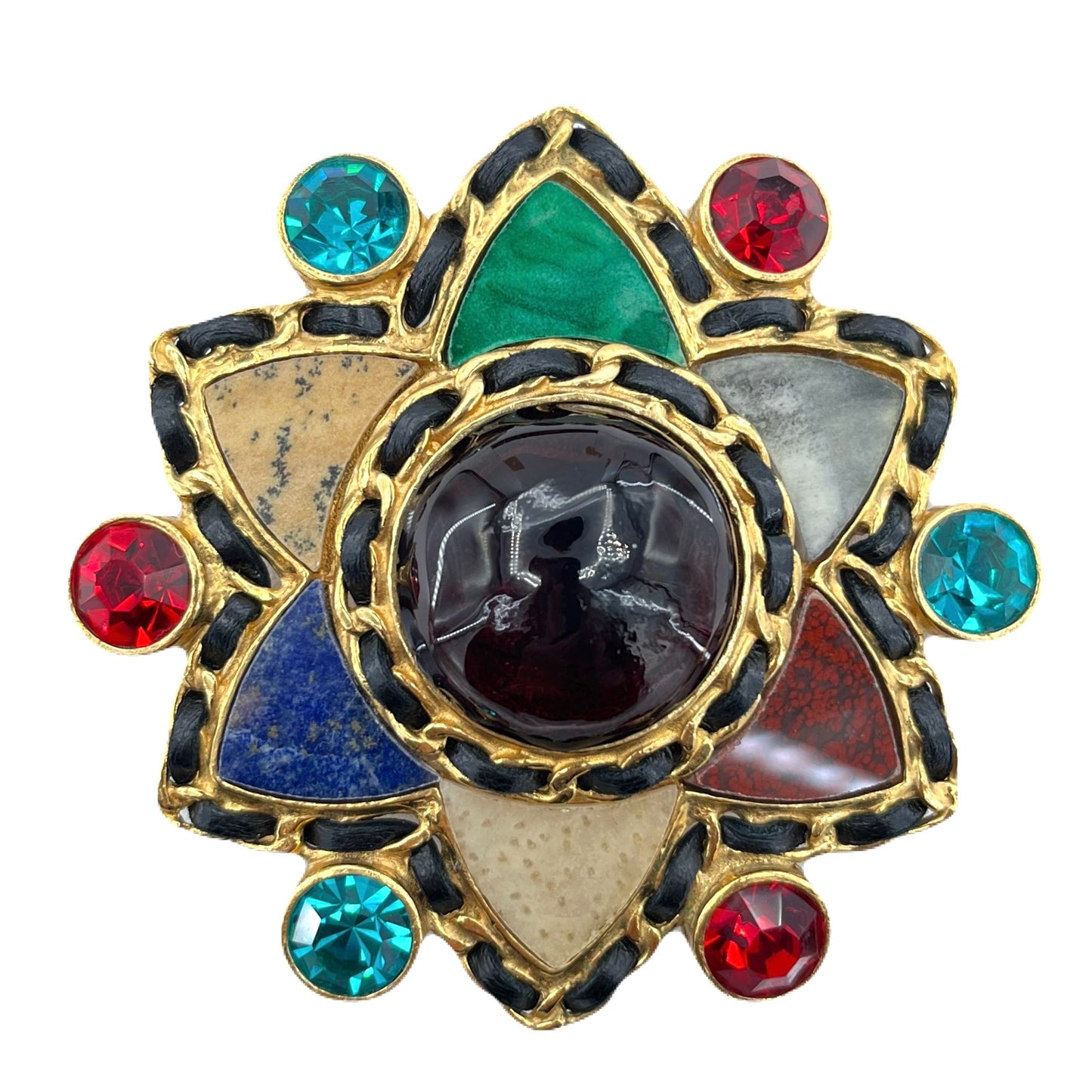 CHANEL VINTAGE BROOCH COLOR STONE ACCESSORY 95A 90217269