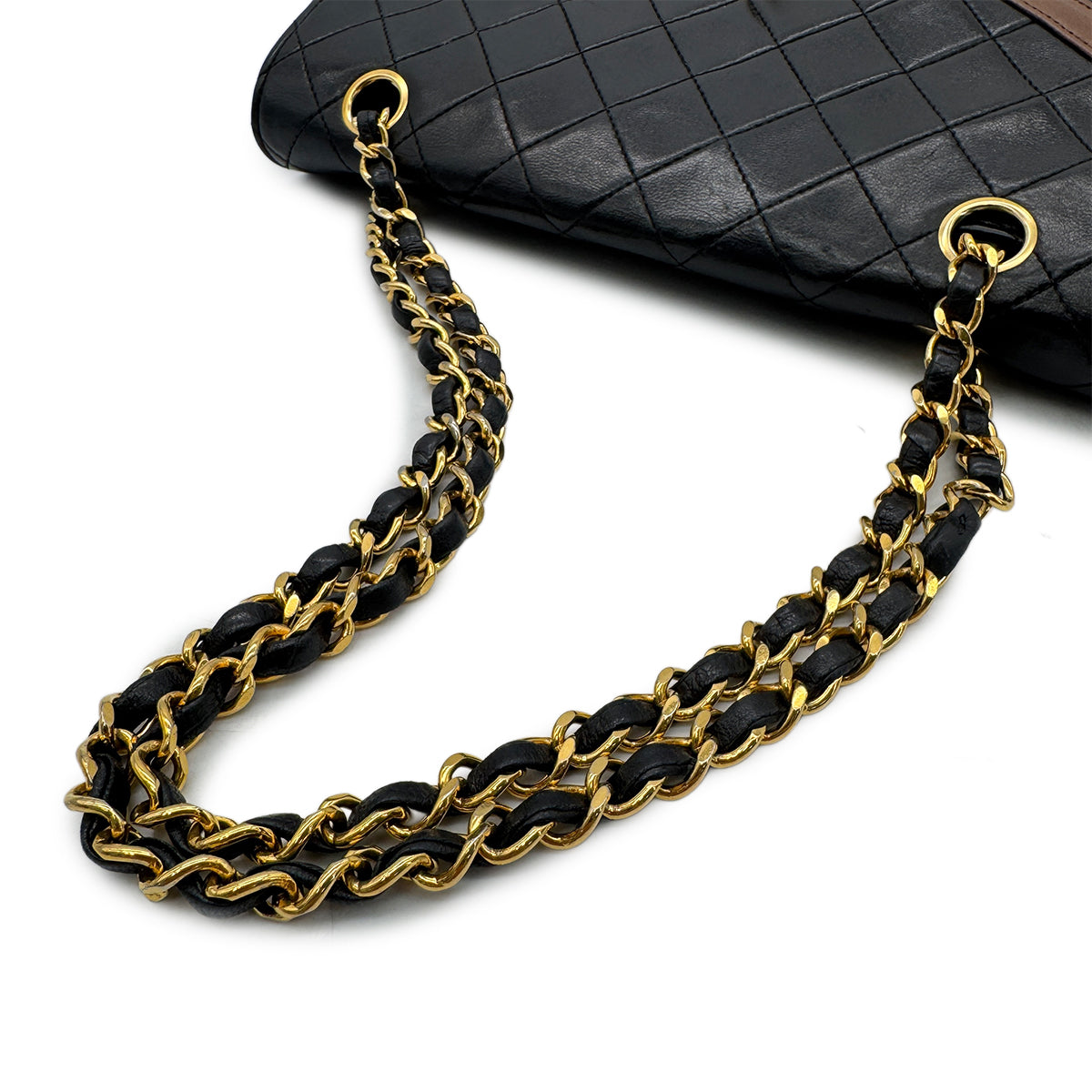 CHANEL VINTAGE MATELASSE CHAIN SHOULDER BAG BY COLOR BLACK BROWN LAMB SKIN 90158832