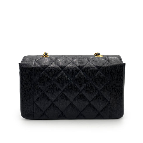 CHANEL VINTAGE DIANA SMALL CHAIN SHOULDER BAG BLACK CAVIAR SKIN 90181759 - PURPOSE