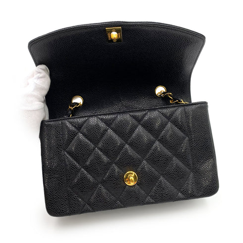 CHANEL VINTAGE DIANA SMALL CHAIN SHOULDER BAG BLACK CAVIAR SKIN 90181759 - PURPOSE