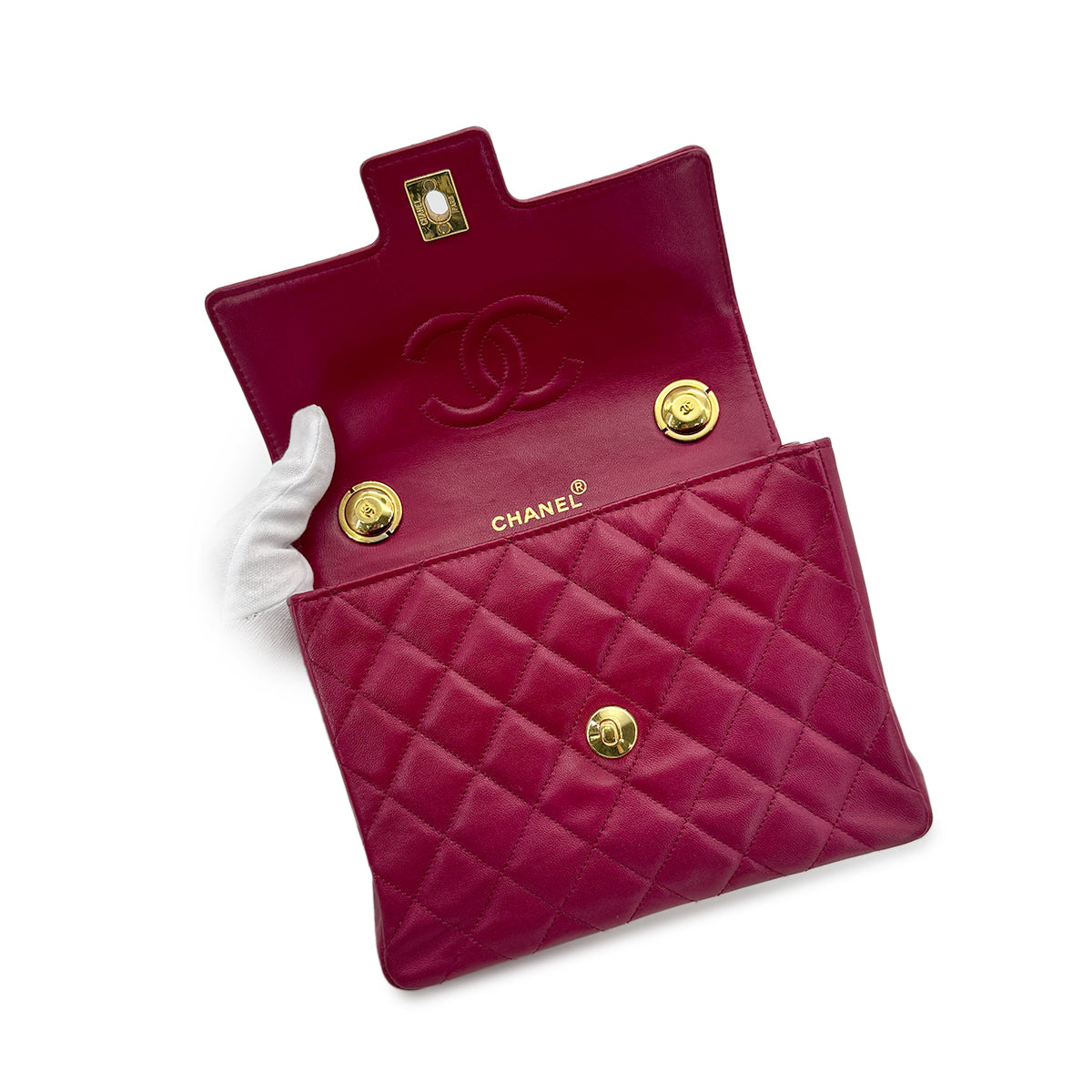 CHANEL VINTAGE HAND BAG PINK LAMB SKIN 90185101