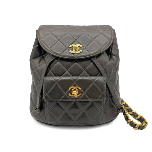 CHANEL VINTAGE DUMA CHAIN BACKPACK KHAKI LAMB SKIN 90186612