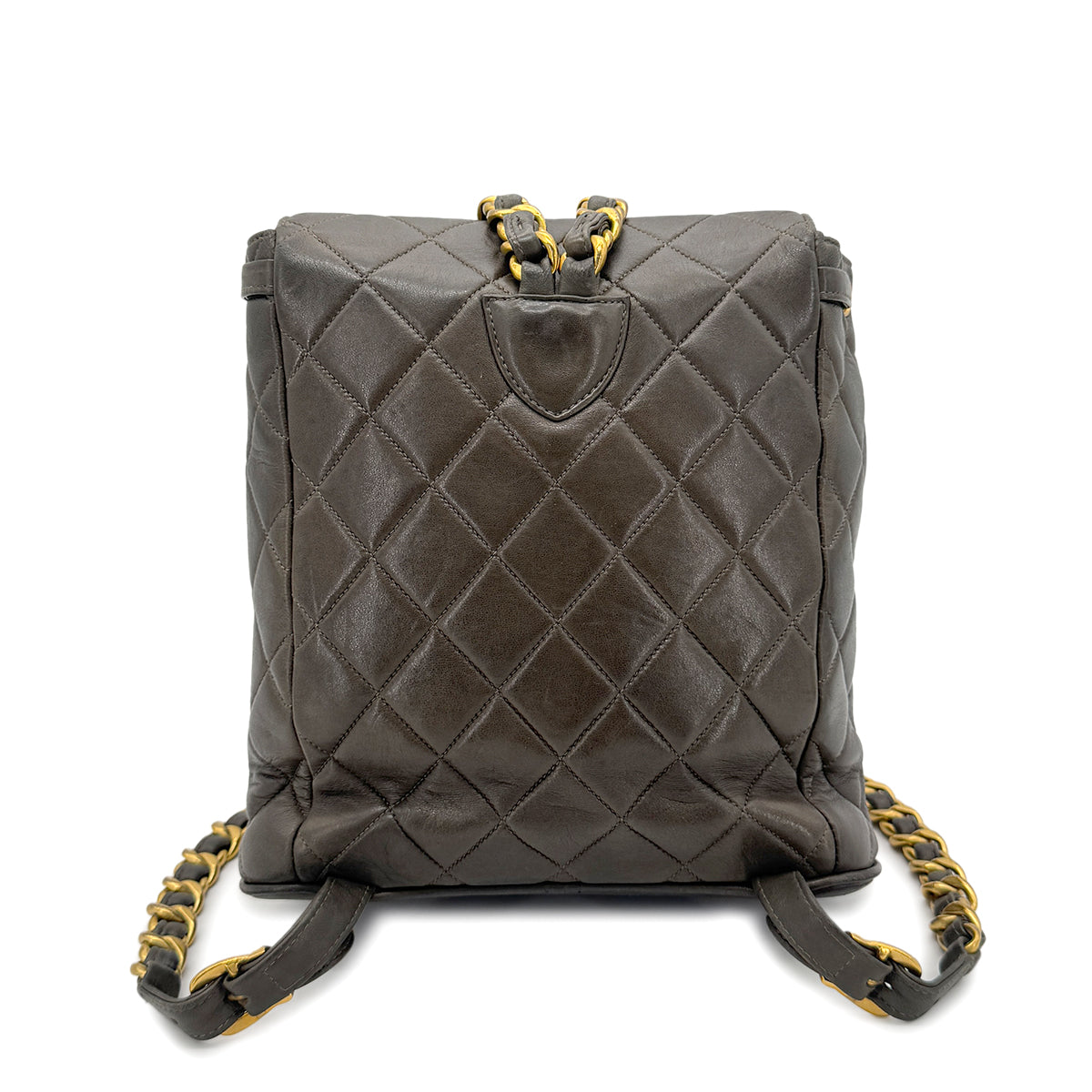 CHANEL VINTAGE DUMA CHAIN BACKPACK KHAKI LAMB SKIN 90186612