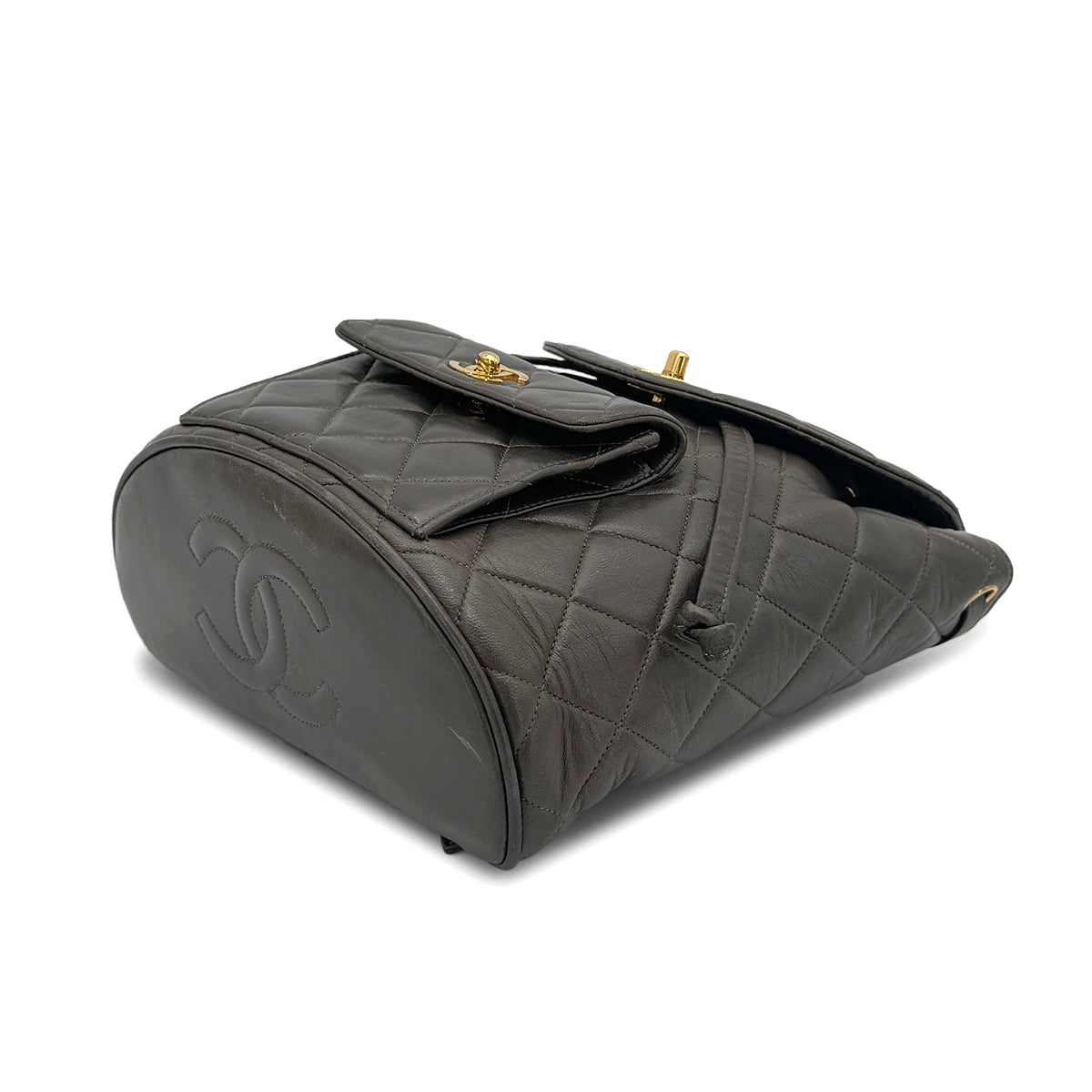 CHANEL VINTAGE DUMA CHAIN BACKPACK KHAKI LAMB SKIN 90186612