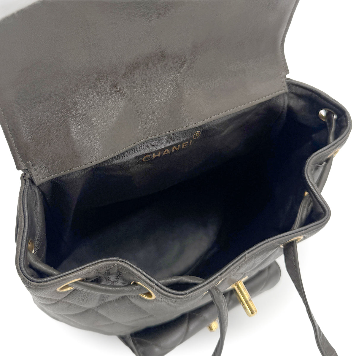 CHANEL VINTAGE DUMA CHAIN BACKPACK KHAKI LAMB SKIN 90186612