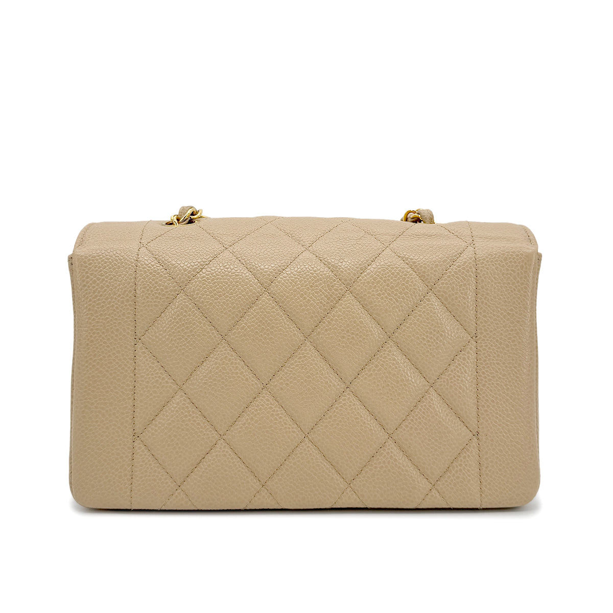 CHANEL VINTAGE DIANA SMALL CHAIN SHOULDER BAG BEIGE CAVIAR SKIN 90188207