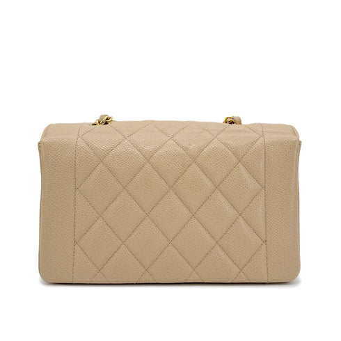 CHANEL VINTAGE DIANA SMALL CHAIN SHOULDER BAG BEIGE CAVIAR SKIN 90188207 - PURPOSE