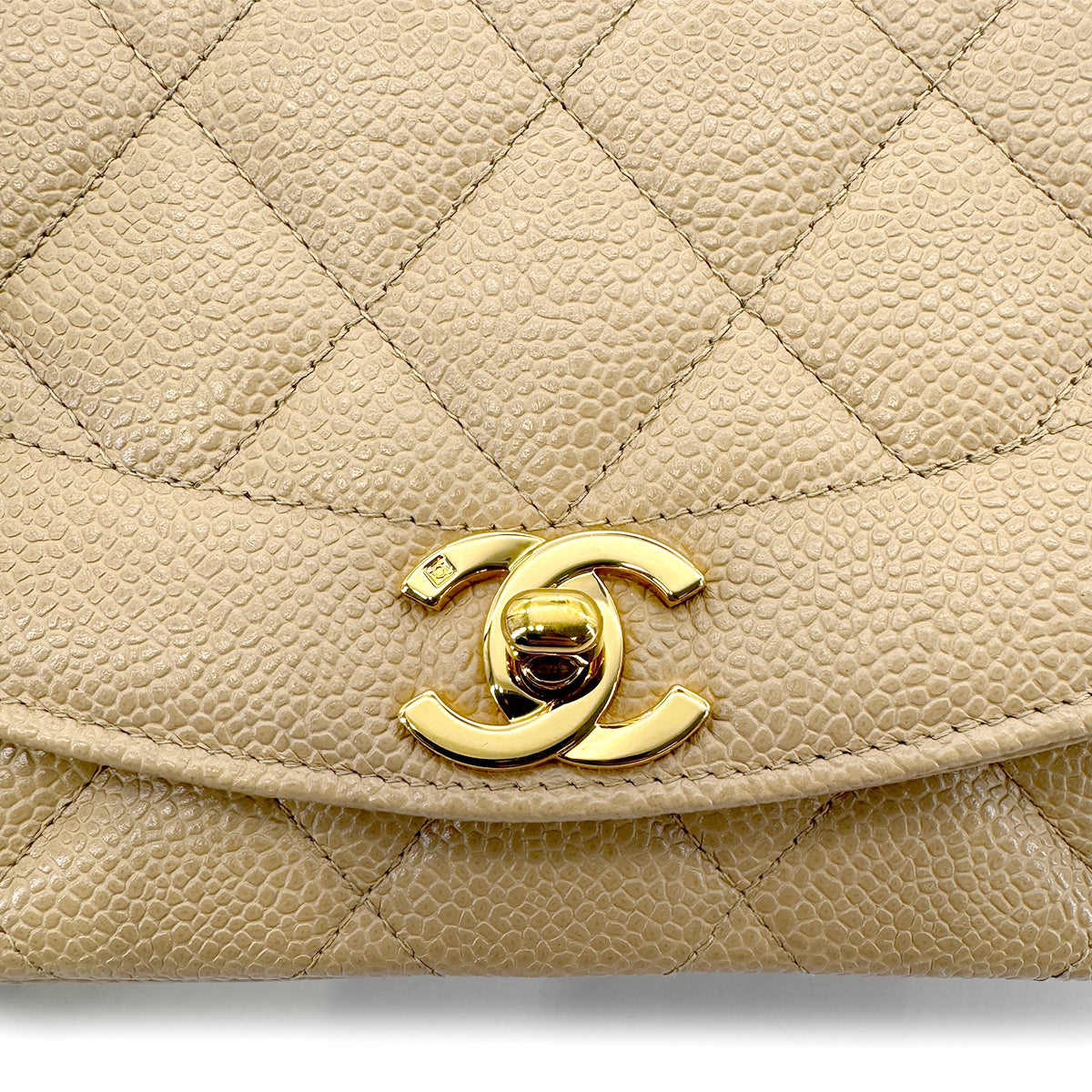 CHANEL VINTAGE DIANA SMALL CHAIN SHOULDER BAG BEIGE CAVIAR SKIN 90188207
