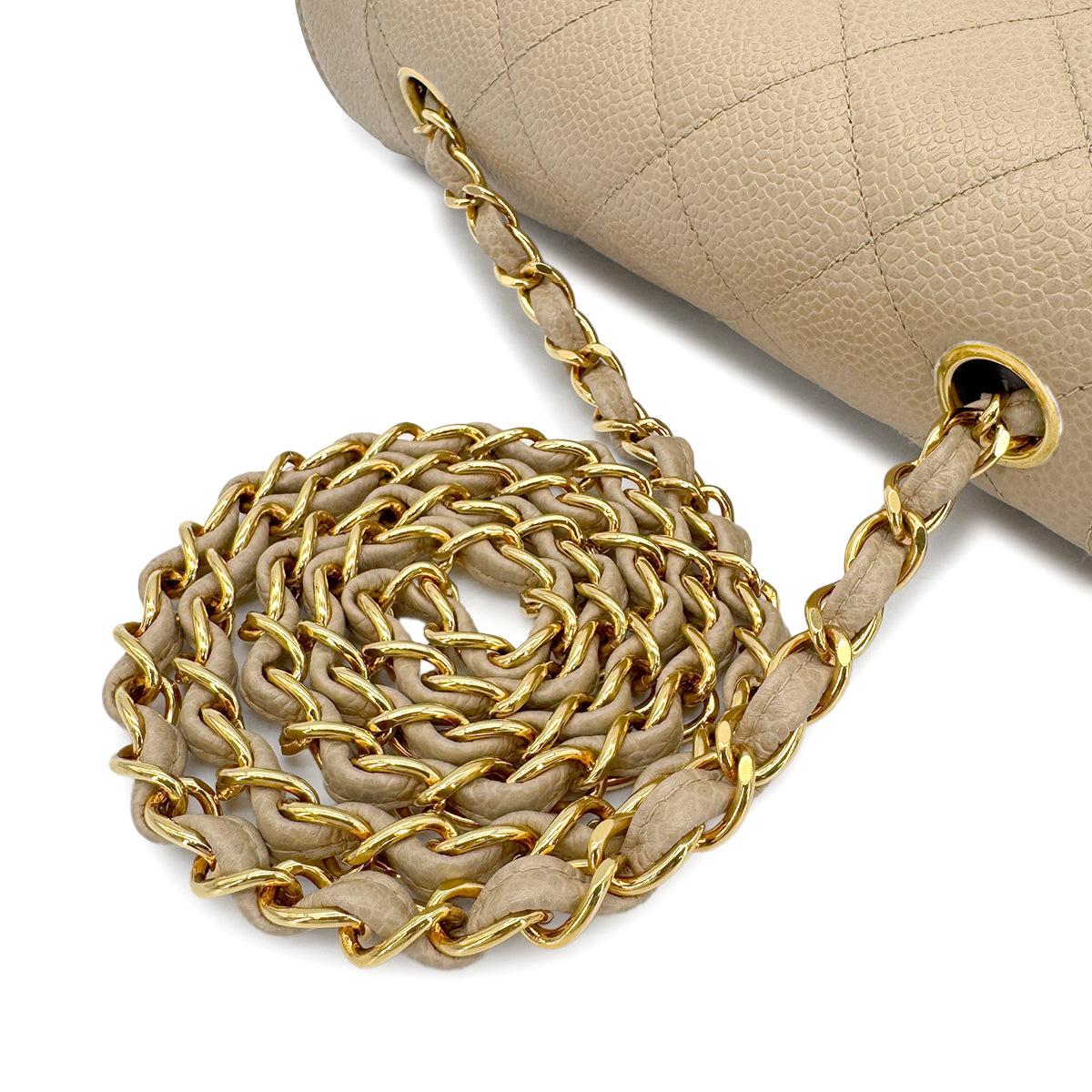 CHANEL VINTAGE DIANA SMALL CHAIN SHOULDER BAG BEIGE CAVIAR SKIN 90188207