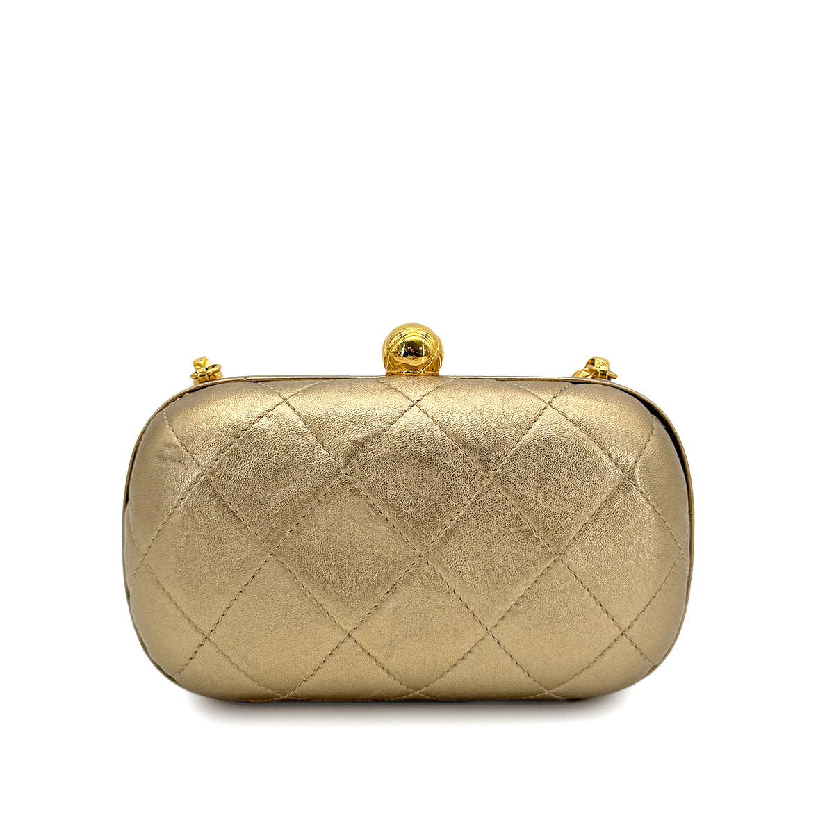 CHANEL VINTAGE BIJOU CHAIN SHOULDER BAG GOLD LAMB SKIN 90189295