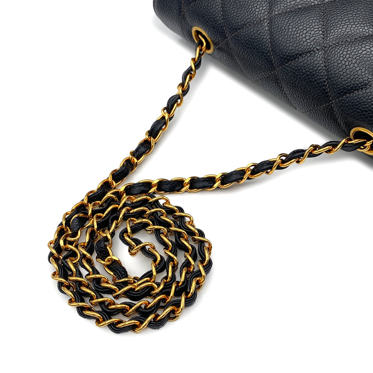 CHANEL VINTAGE DIANA SMALL CHAIN SHOULDER BAG BLACK CAVIAR SKIN 90190799