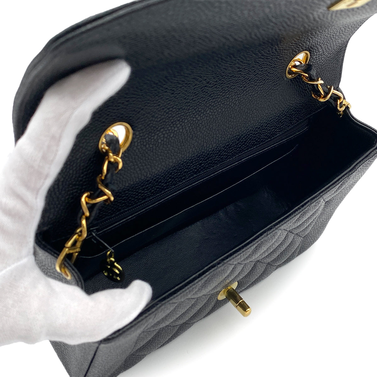 CHANEL VINTAGE DIANA SMALL CHAIN SHOULDER BAG BLACK CAVIAR SKIN 90190799