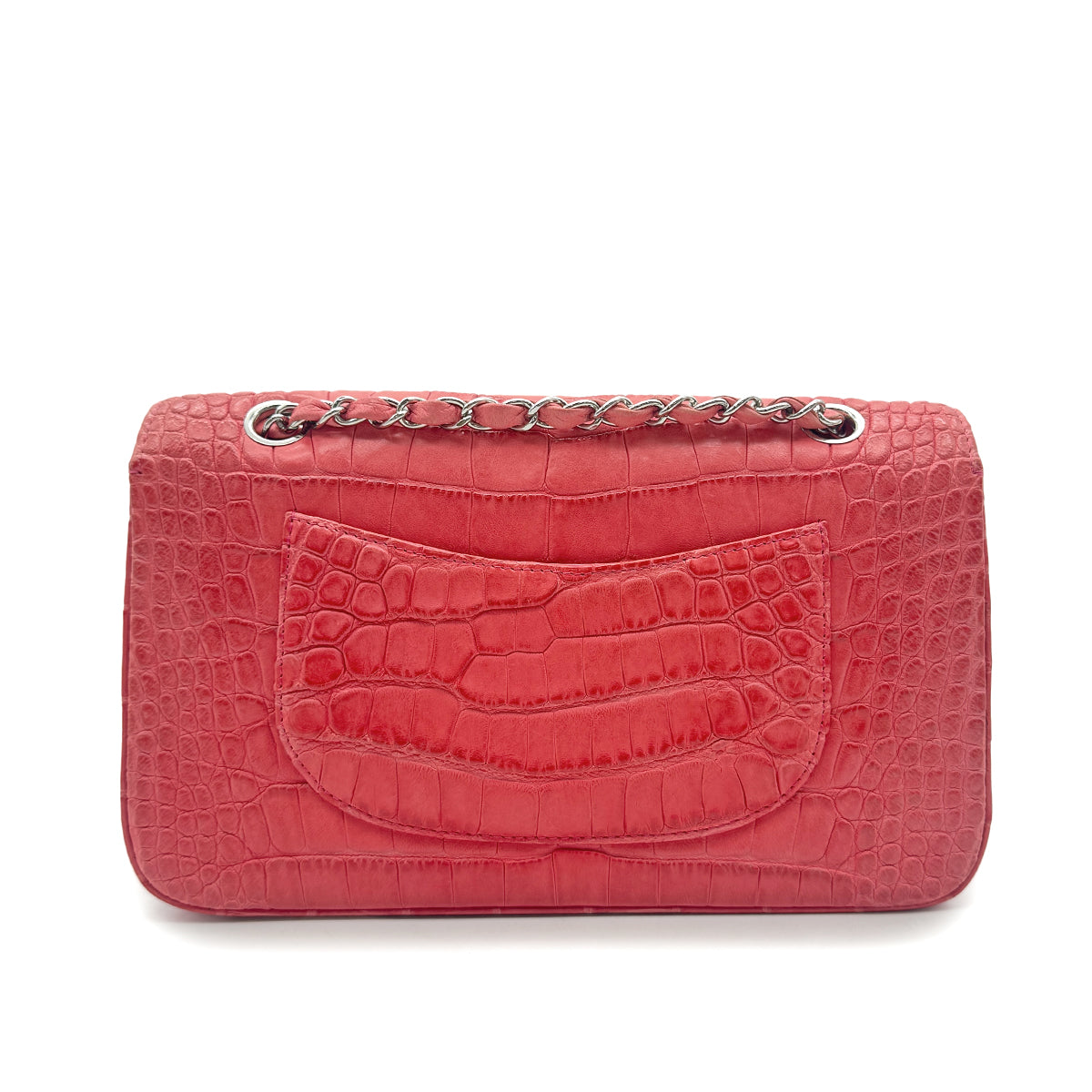 CHANEL VINTAGE DOUBLE FLAP CHAIN SHOULDER BAG PINK CROCODILE SHW 90191249