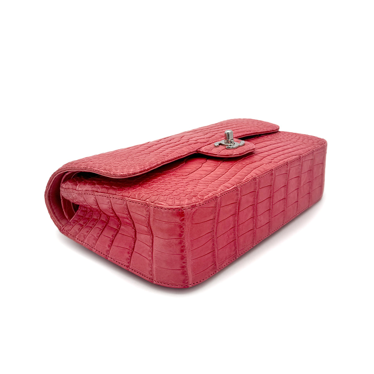 CHANEL VINTAGE DOUBLE FLAP CHAIN SHOULDER BAG PINK CROCODILE SHW 90191249