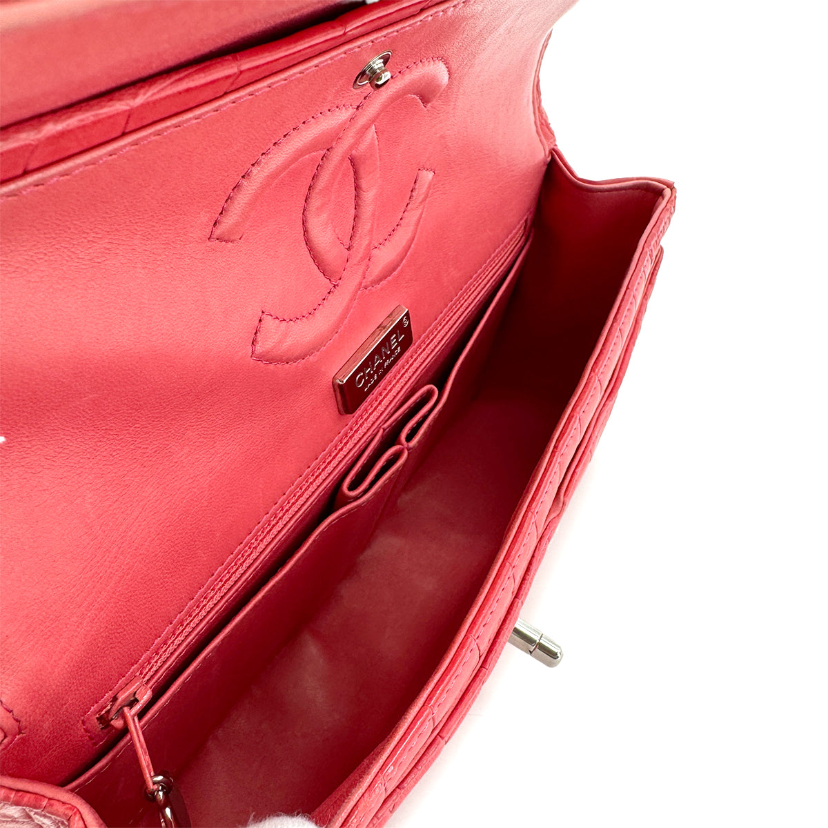 CHANEL VINTAGE DOUBLE FLAP CHAIN SHOULDER BAG PINK CROCODILE SHW 90191249