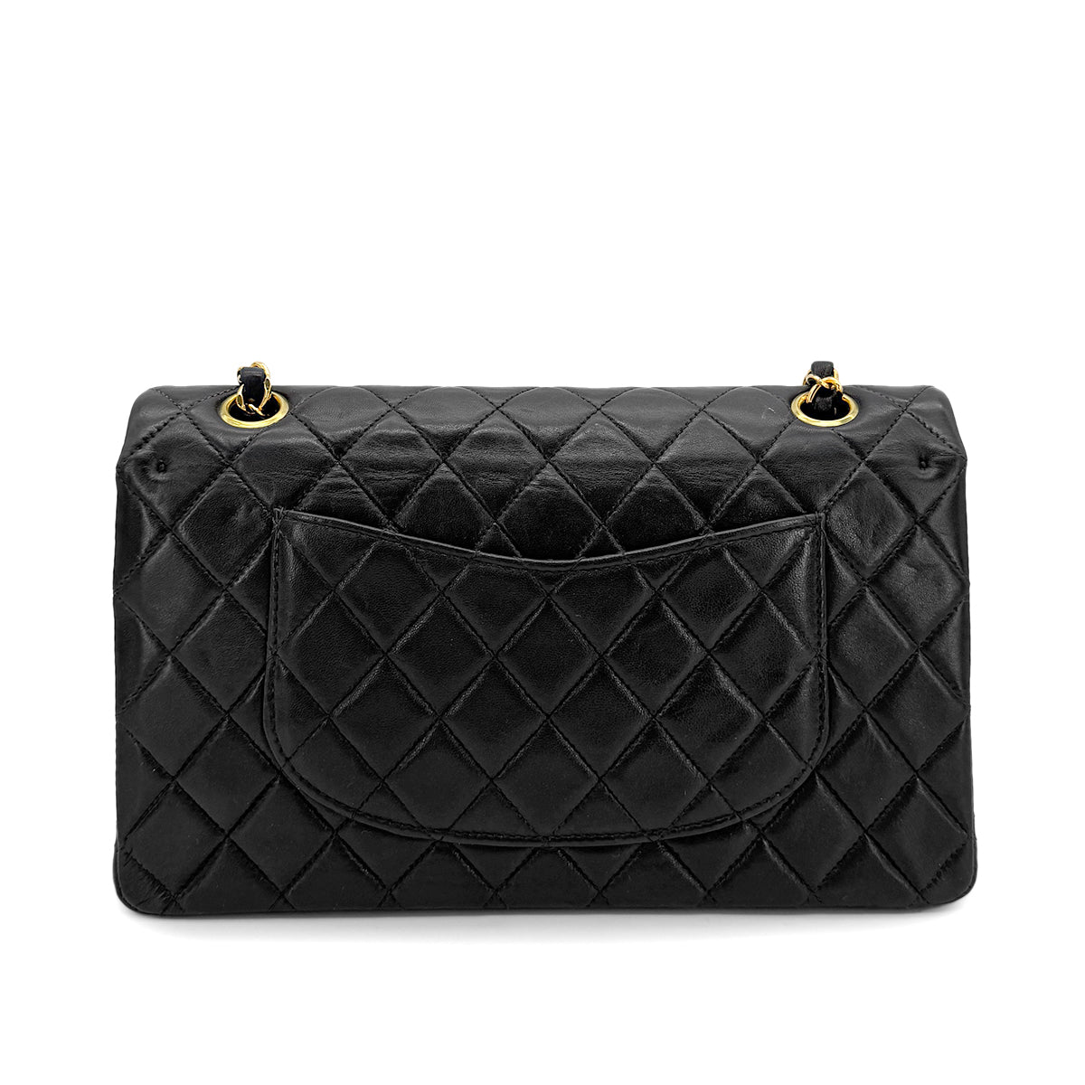 CHANEL VINTAGE CLASSIC FLAP MEDIUM CHAIN SHOULDER BAG BLACK LAMB SKIN 90196131