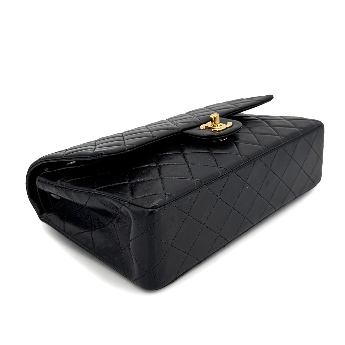 CHANEL VINTAGE CLASSIC FLAP MEDIUM CHAIN SHOULDER BAG BLACK LAMB SKIN 90196131