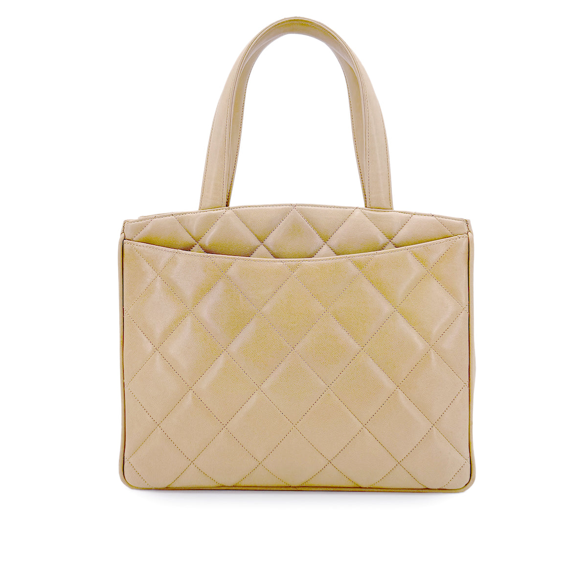 CHANEL VINTAGE MATELASSE HAND BAG BEIGE LAMB SKIN 90196574