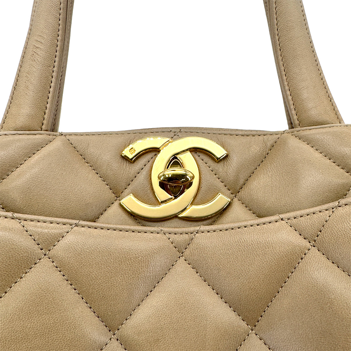 CHANEL VINTAGE MATELASSE HAND BAG BEIGE LAMB SKIN 90196574