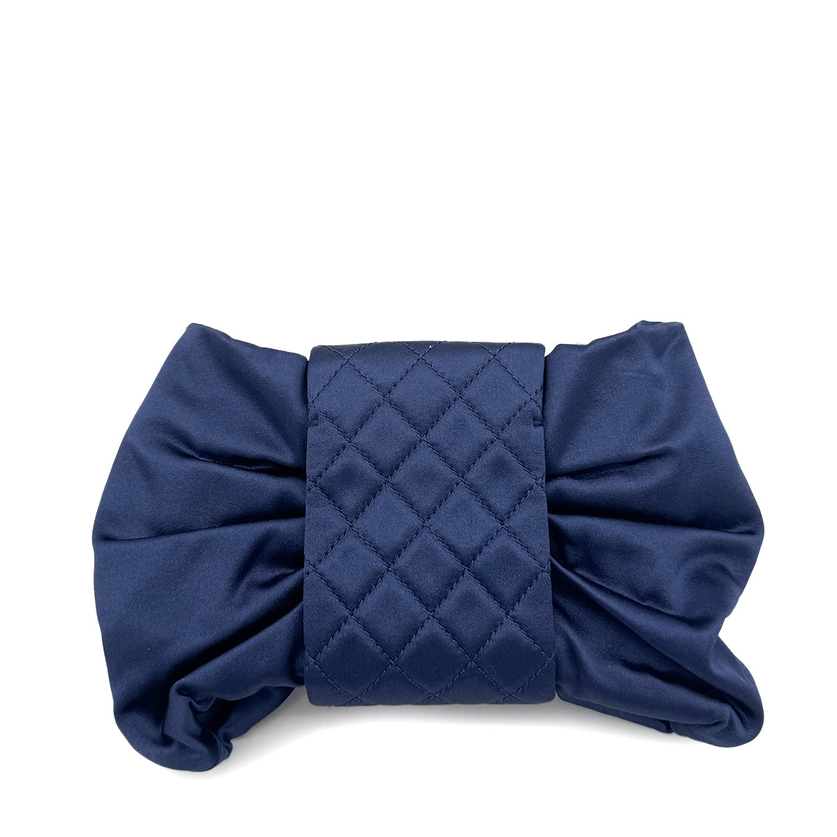 CHANEL VINTAGE 2.55 RIBBON CHAIN SHOULDER BAG NAVY SATIN 90197085