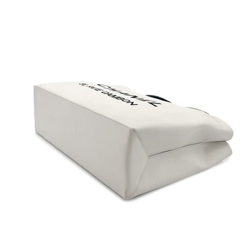 CHANEL VINTAGE ESSENTIAL TOTE HAND BAG WHITE CALF LEATHER 90198155