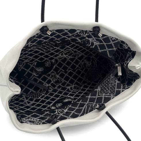 CHANEL VINTAGE ESSENTIAL TOTE HAND BAG WHITE CALF LEATHER 90198155