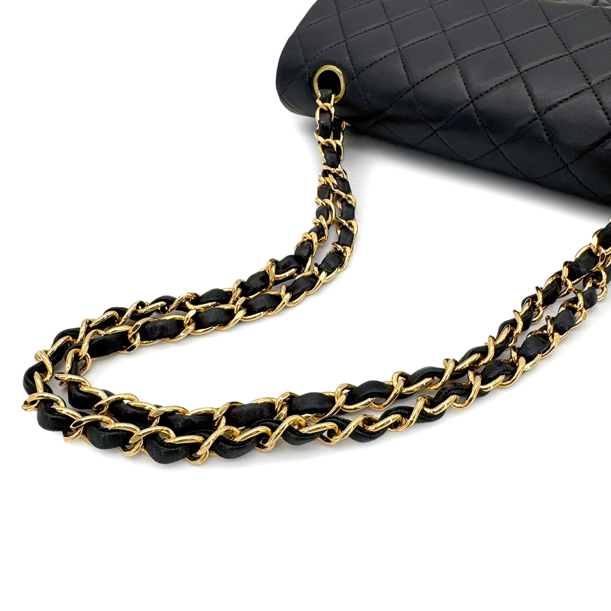 CHANEL VINTAGE CLASSIC FLAP SMALL CHAIN SHOULDER BAG BLACK LAMB SKIN 90198924