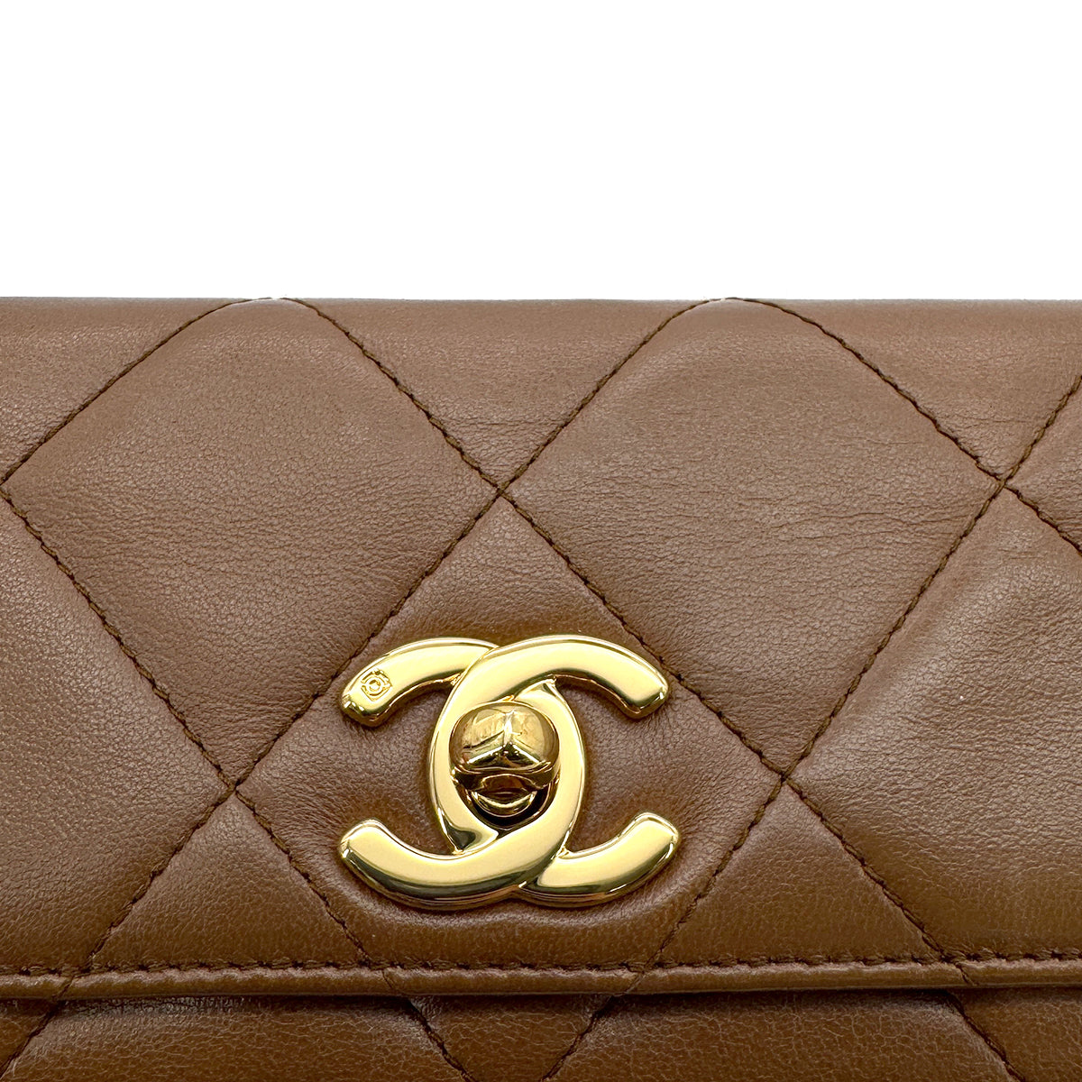 CHANEL VINTAGE SHOULDER BAG BROWN LAMB SKIN 90199511