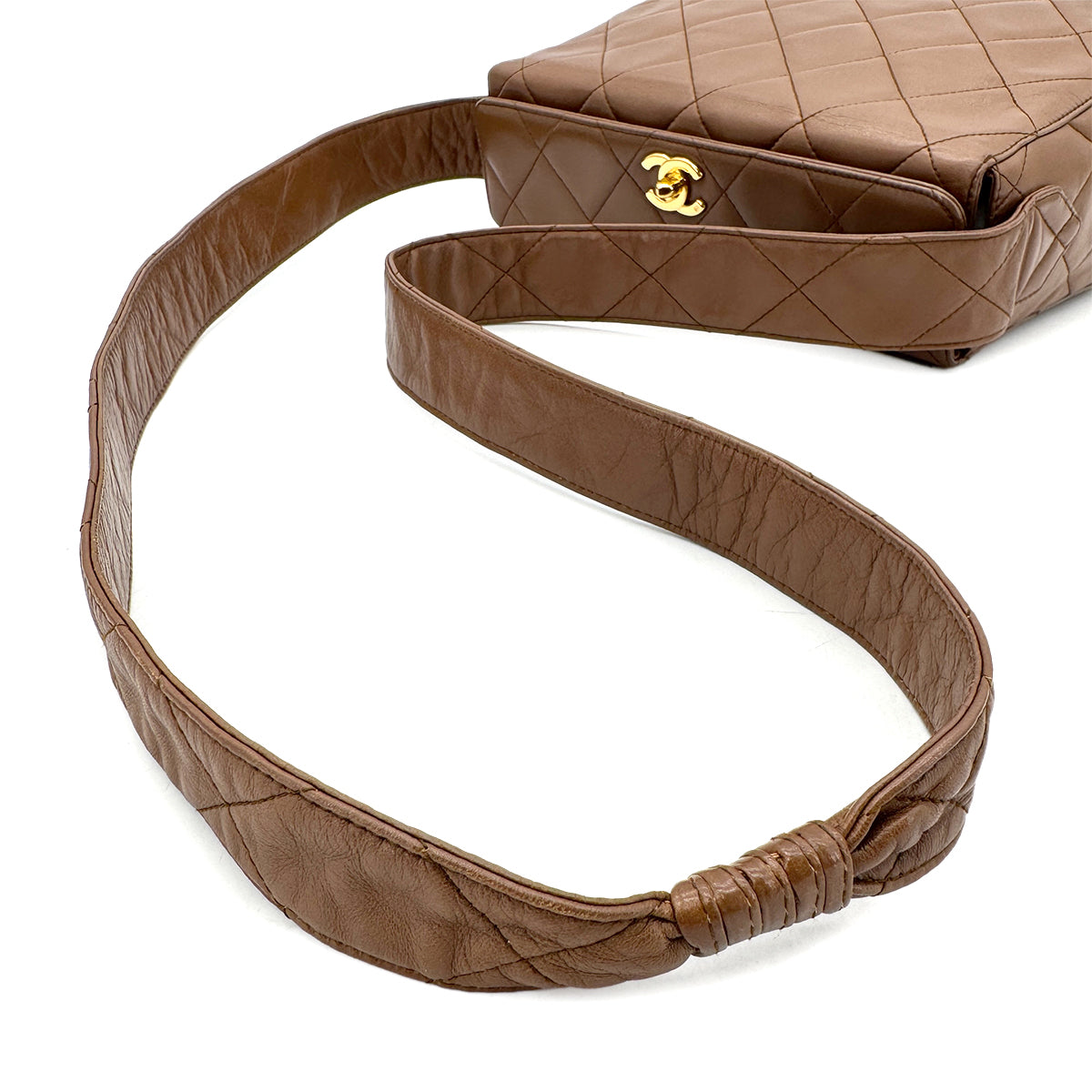 CHANEL VINTAGE SHOULDER BAG BROWN LAMB SKIN 90199511