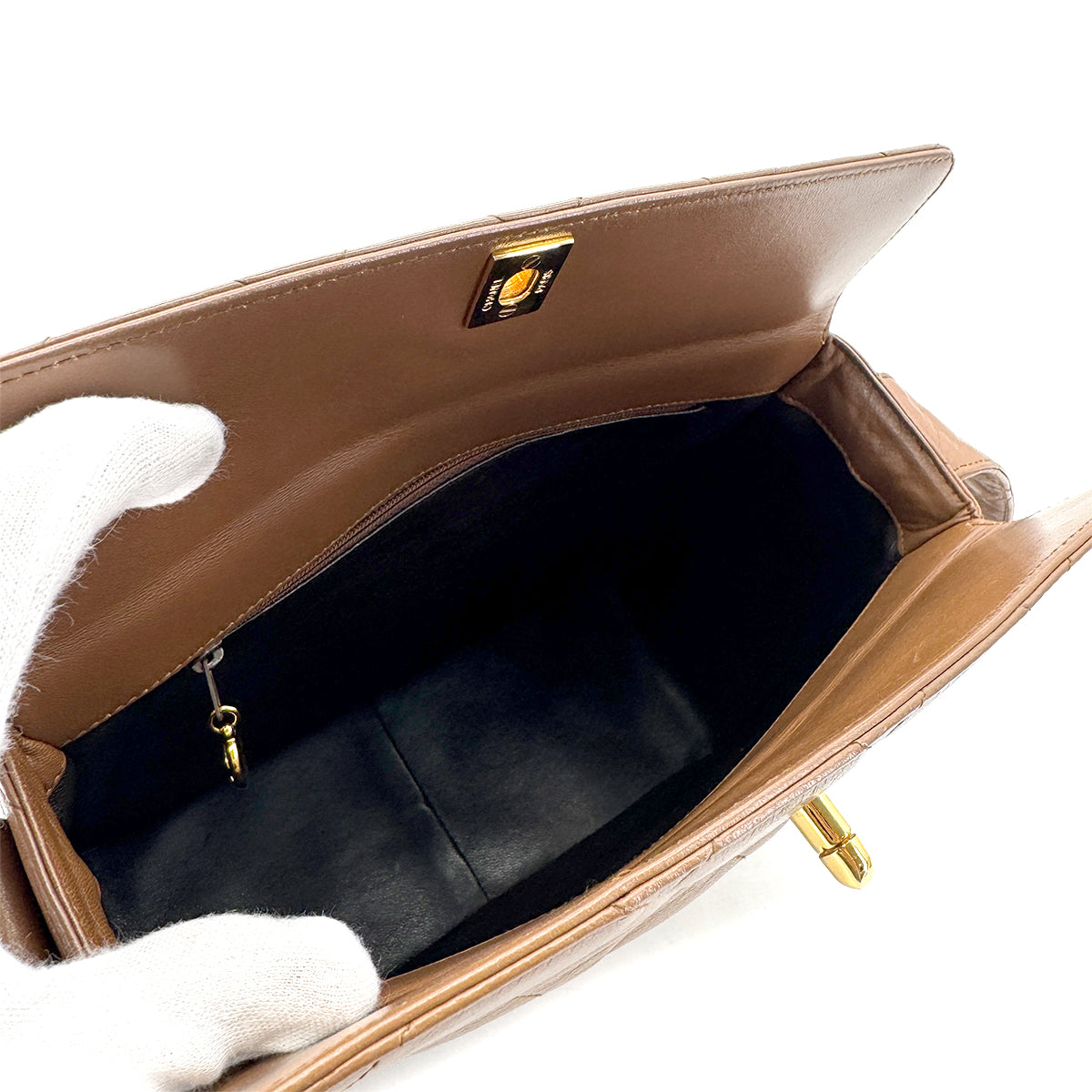 CHANEL VINTAGE SHOULDER BAG BROWN LAMB SKIN 90199511