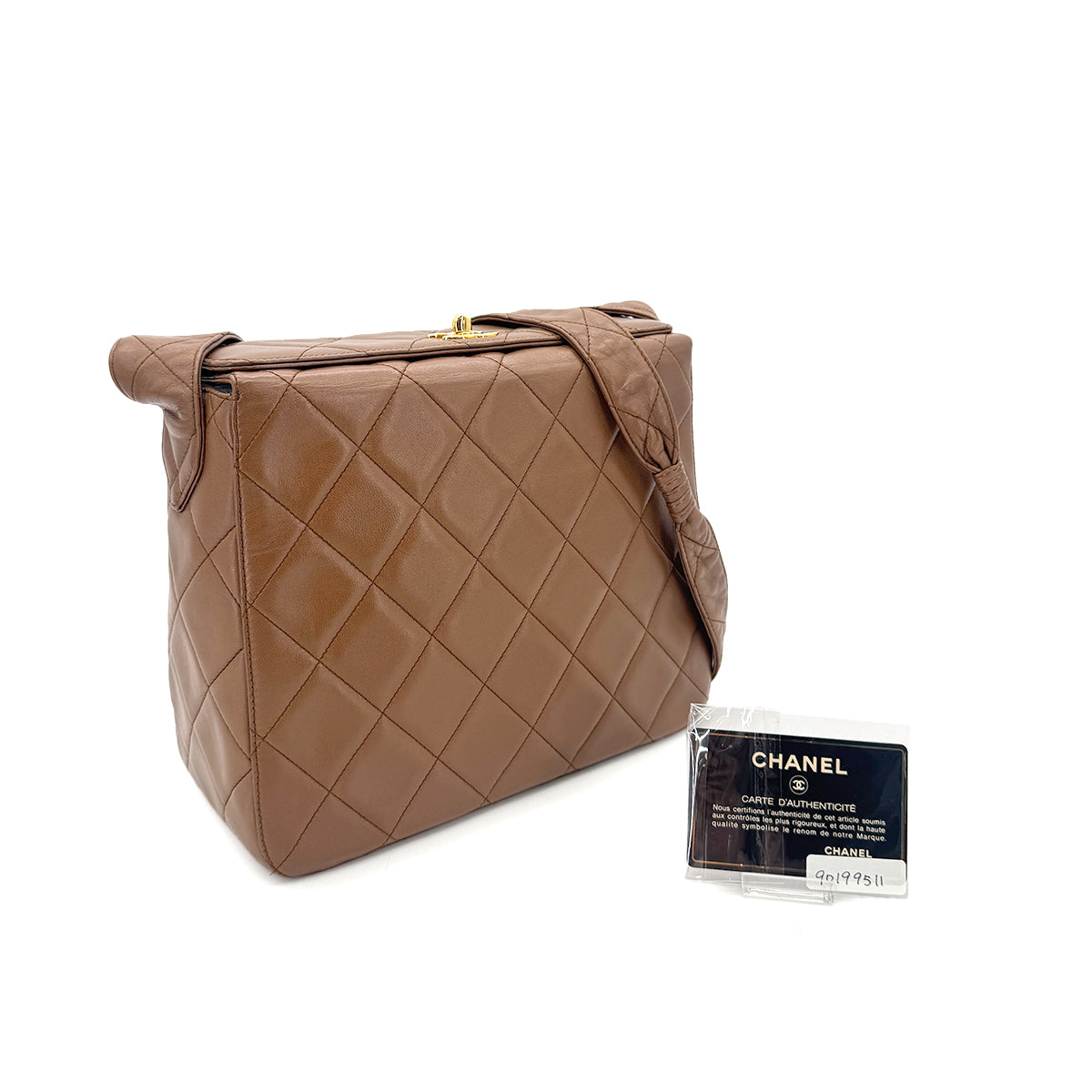 CHANEL VINTAGE SHOULDER BAG BROWN LAMB SKIN 90199511