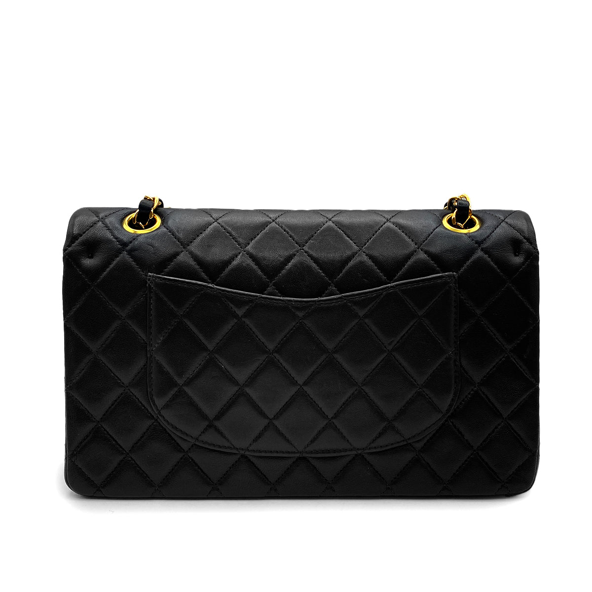CHANEL VINTAGE CLASSIC FLAP MEDIUM CHAIN SHOULDER BAG BLACK LAMB SKIN 90199598