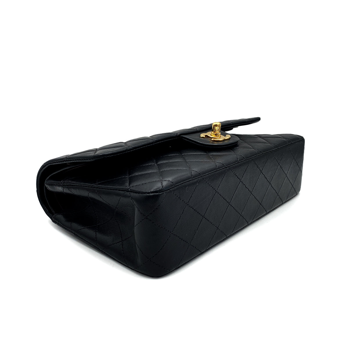 CHANEL VINTAGE CLASSIC FLAP MEDIUM CHAIN SHOULDER BAG BLACK LAMB SKIN 90199598