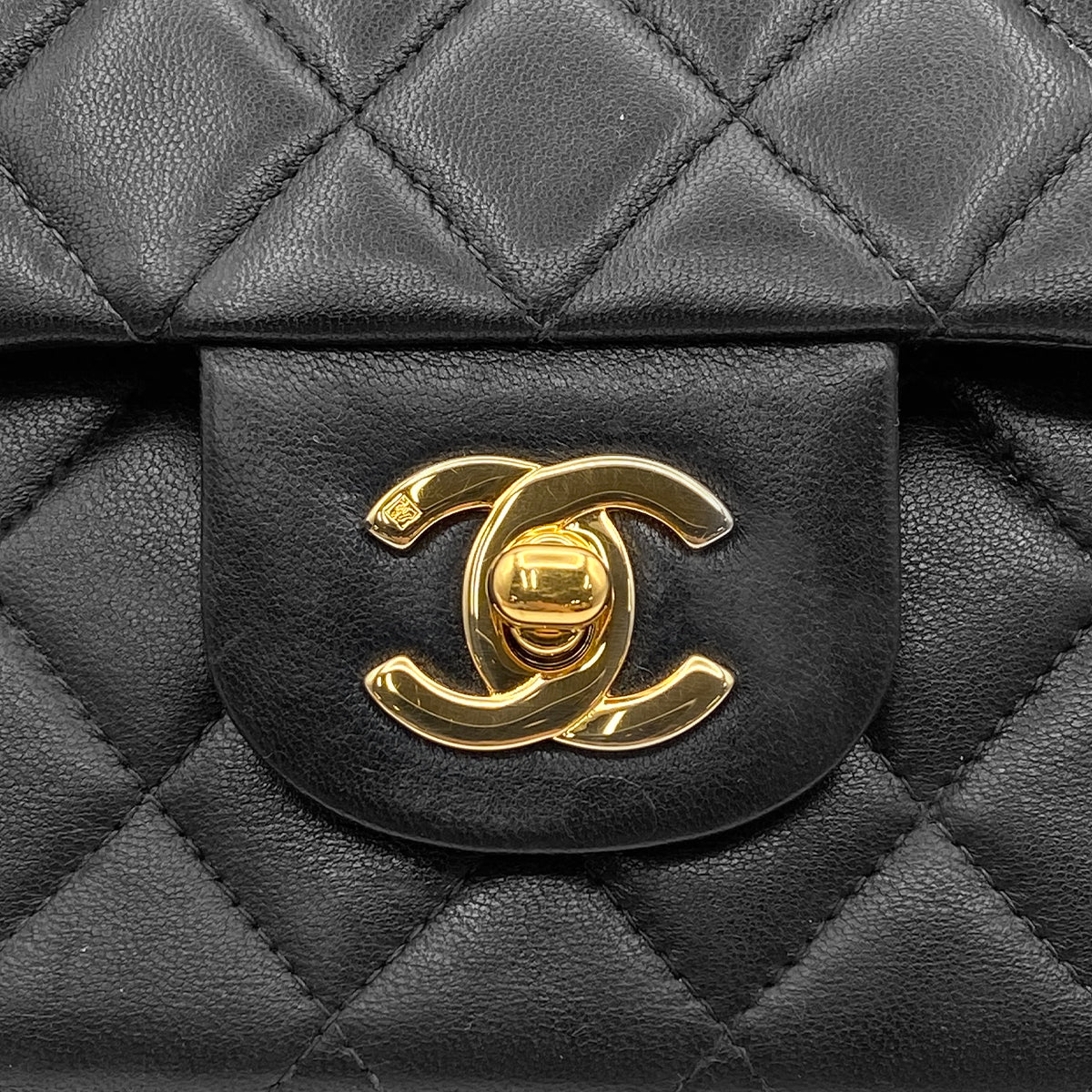 CHANEL VINTAGE CLASSIC FLAP MEDIUM CHAIN SHOULDER BAG BLACK LAMB SKIN 90199598