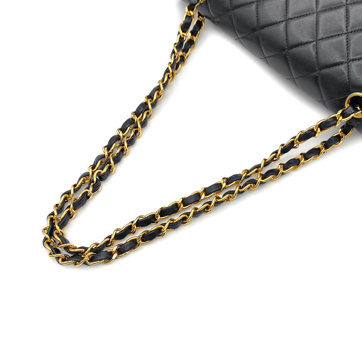 CHANEL VINTAGE CLASSIC FLAP MEDIUM CHAIN SHOULDER BAG BLACK LAMB SKIN 90199598