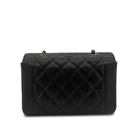CHANEL VINTAGE DIANA SMALL CHAIN SHOULDER BAG BLACK CAVIAR SKIN 90201171 - PURPOSE
