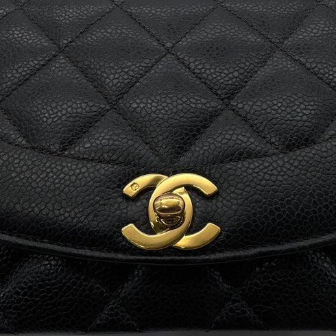 CHANEL VINTAGE DIANA SMALL CHAIN SHOULDER BAG BLACK CAVIAR SKIN 90201171 - PURPOSE