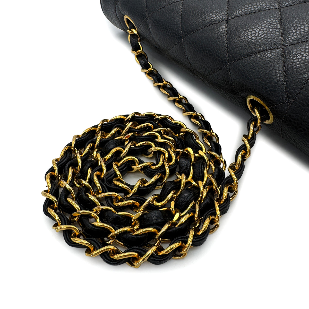 CHANEL VINTAGE DIANA SMALL CHAIN SHOULDER BAG BLACK CAVIAR SKIN 90201171