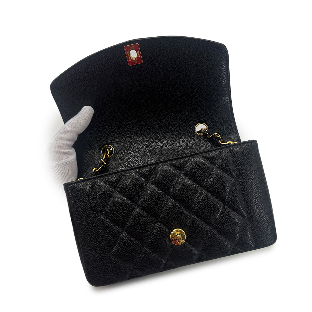 CHANEL VINTAGE DIANA SMALL CHAIN SHOULDER BAG BLACK CAVIAR SKIN 90201171