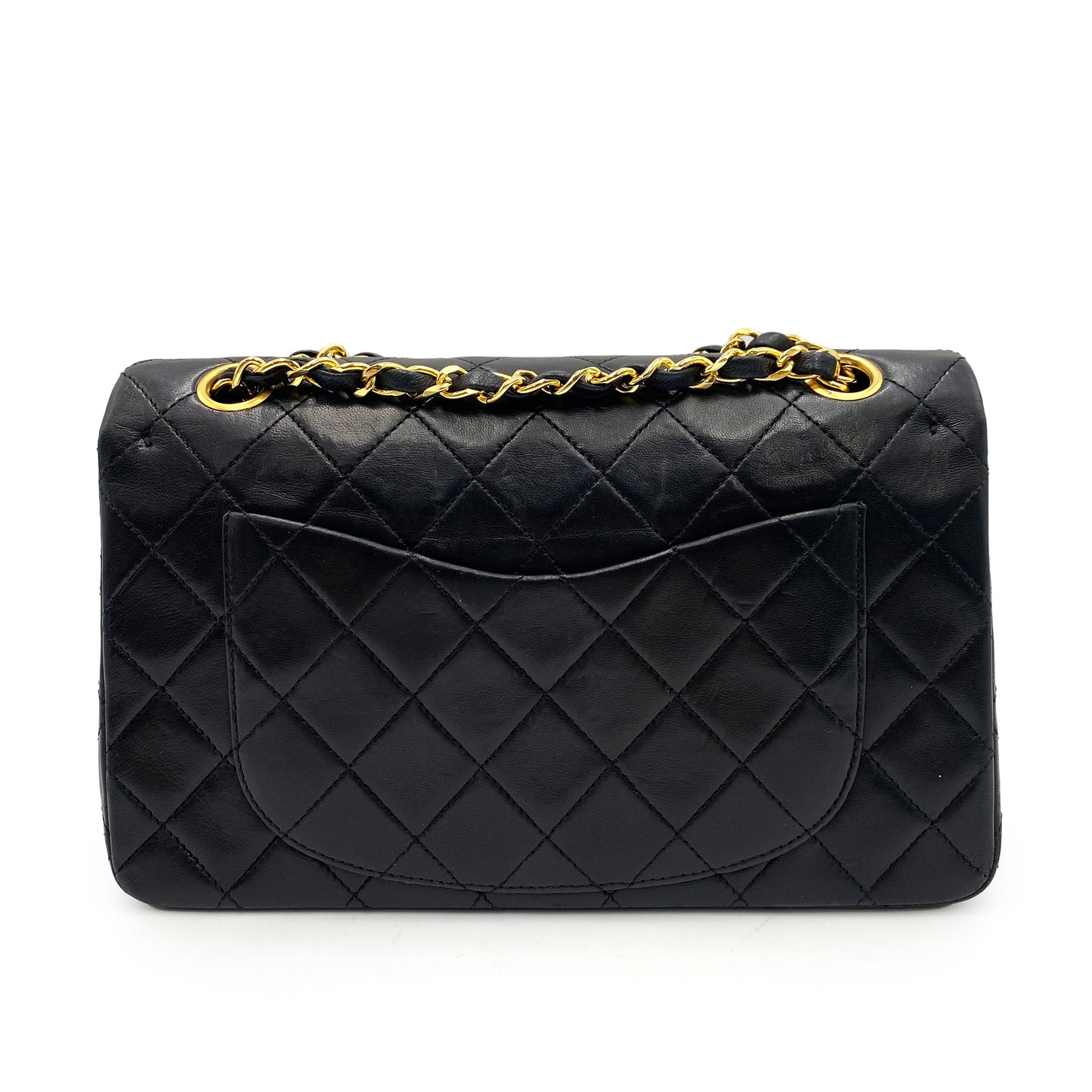 CHANEL VINTAGE CLASSIC FLAP SMALL CHAIN SHOULDER BAG BLACK LAMB SKIN 90201205