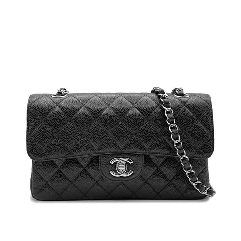 CHANEL CLASSIC FLAP SMALL CHAIN SHOULDER BAG BLACK CAVIAR SKIN SHW 90202733 - PURPOSE