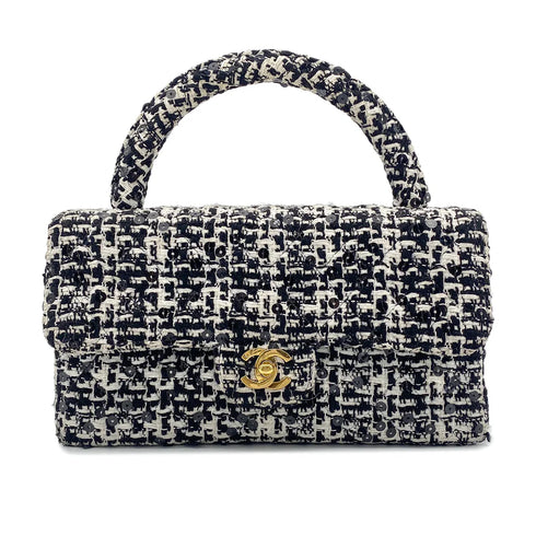 CHANEL VINTAGE PARENT-CHILD BAG PARENT ONLY BLACK TWEED × SEQUIN 90204188 - PURPOSE