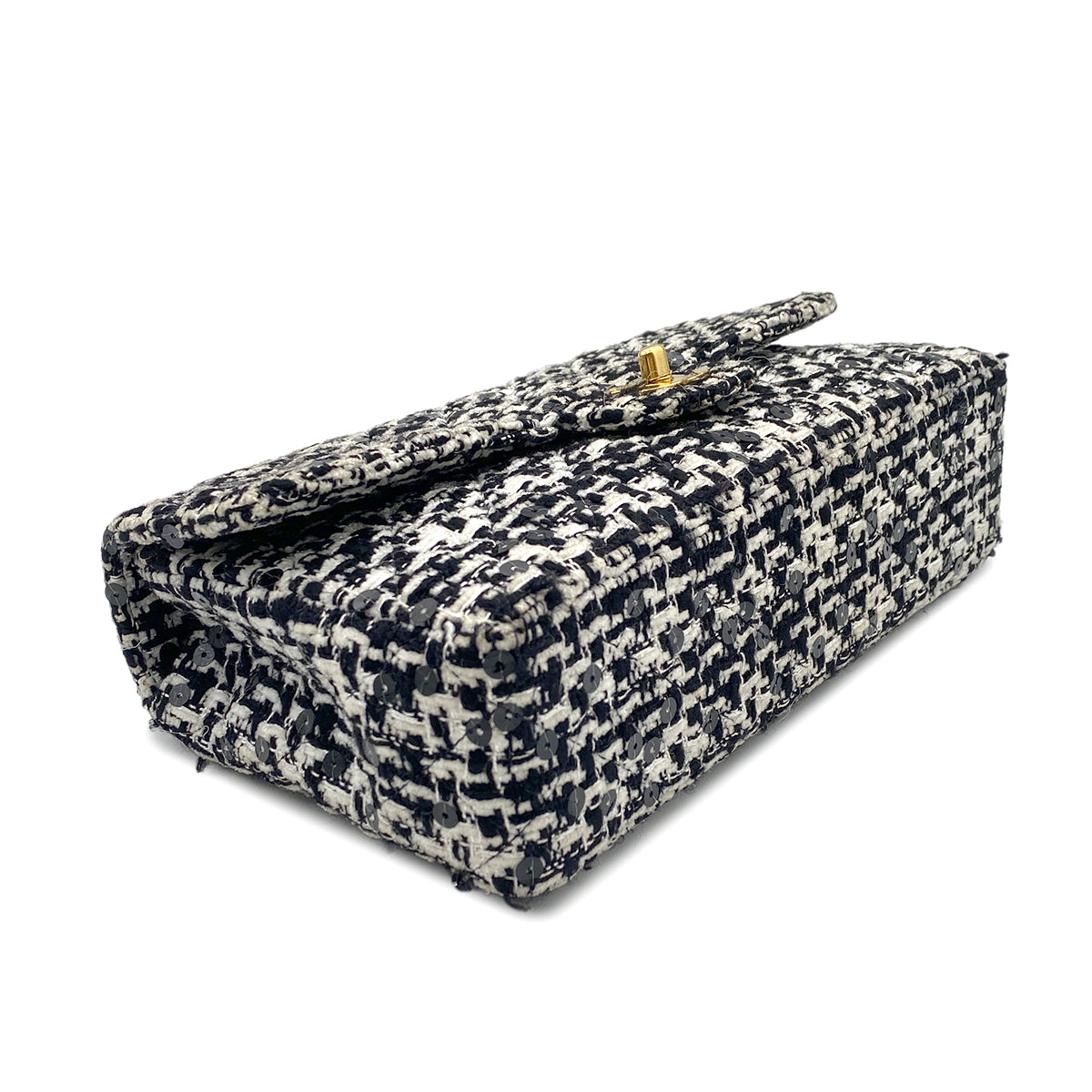 CHANEL VINTAGE PARENT-CHILD BAG PARENT ONLY BLACK TWEED × SEQUIN 90204188