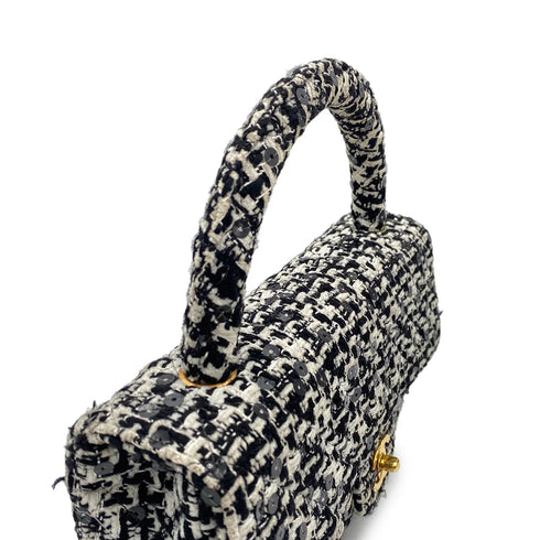 CHANEL VINTAGE PARENT-CHILD BAG PARENT ONLY BLACK TWEED × SEQUIN 90204188 - PURPOSE